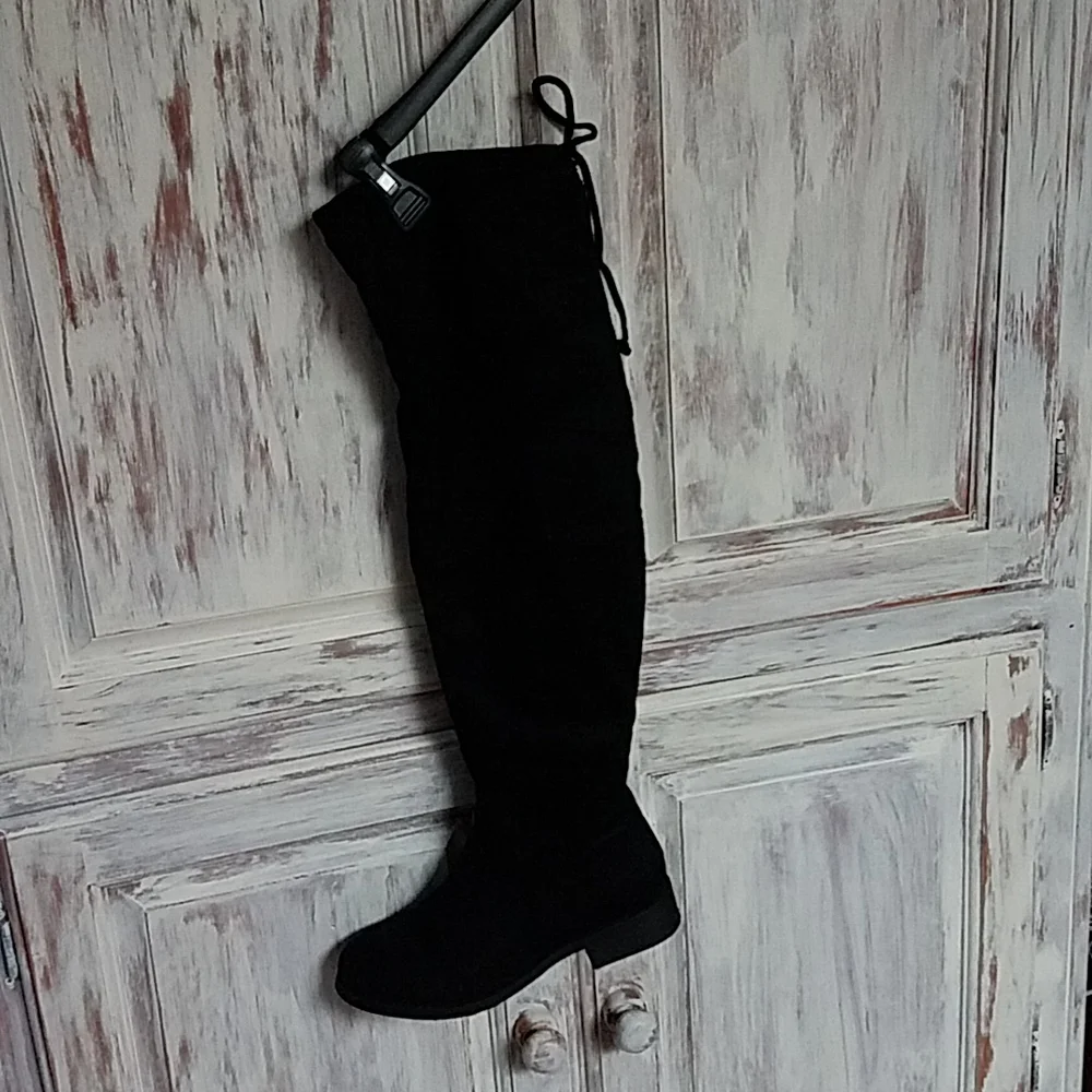 Over-the-Knee Black Suede Boots - Classic Women's Style